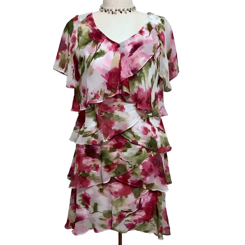 SLNY NWT Knee Length Tiered Flutter Sleeves Dress Women Various